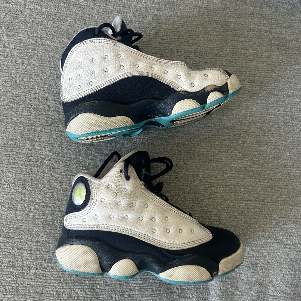 Jordan Kids' Black and White Sneakers with Teal Accents
